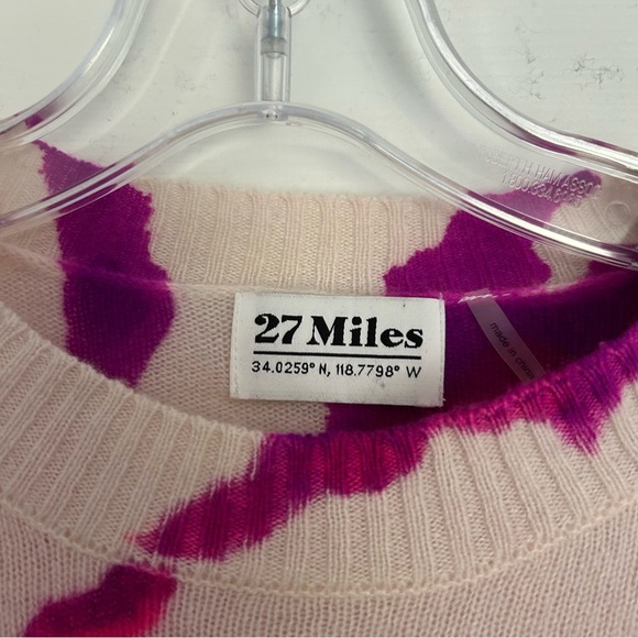 27 miles Malibu Pink and Purple Tie-Dye Crewneck cashmere Sweater XS - Picture 2 of 5